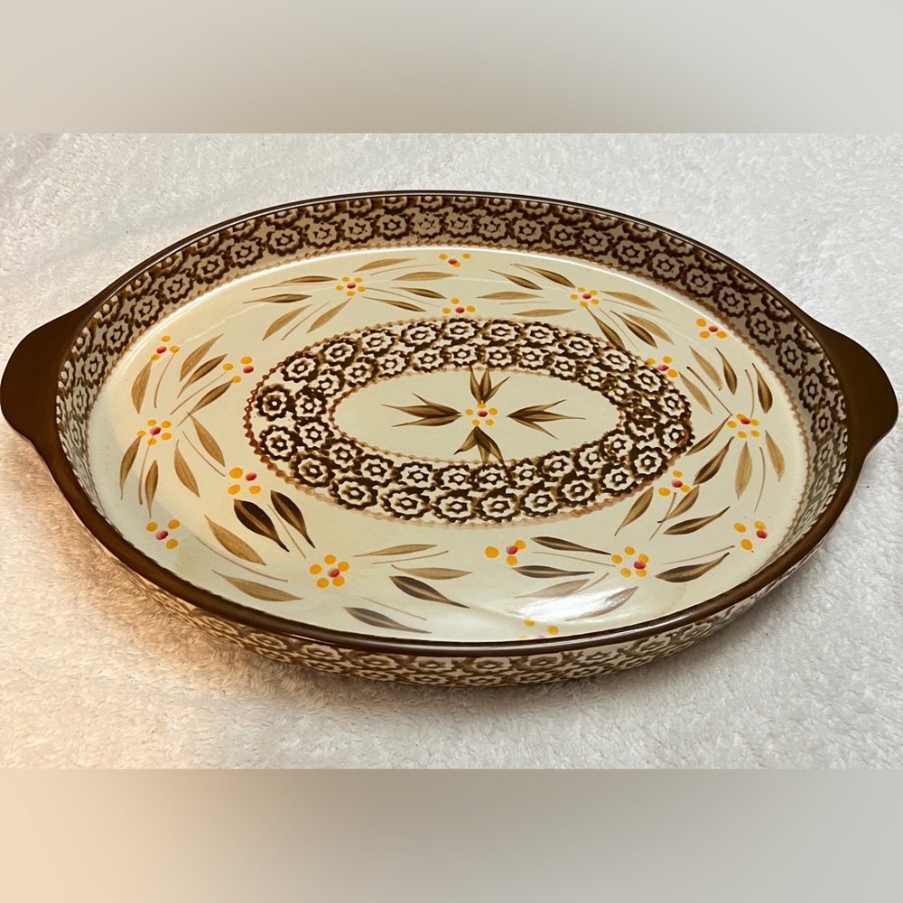Temptation Old World Brown Tara Oval Serving Tray, Hand Crafted & Painted